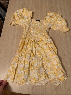 1. State Yellow and White Floral Smocked Dress
